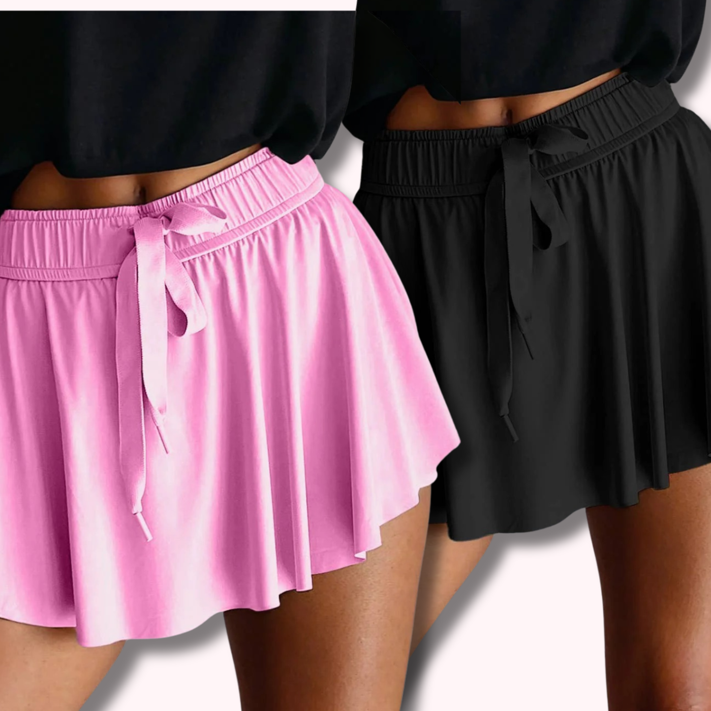 High Waist Drawstring Lined Sports Skort
