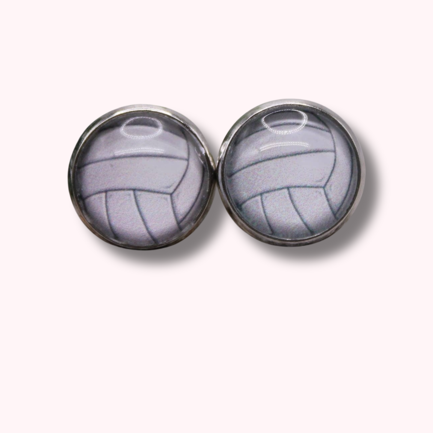 Volleyball || 12mm Glass Stud Earrings || Hypoallergenic