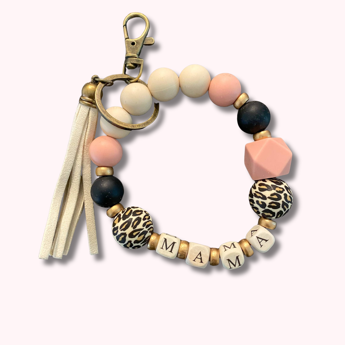 Mama Beaded Wristlet Keychain