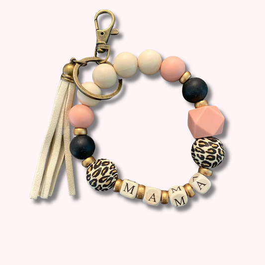 Mama Beaded Wristlet Keychain