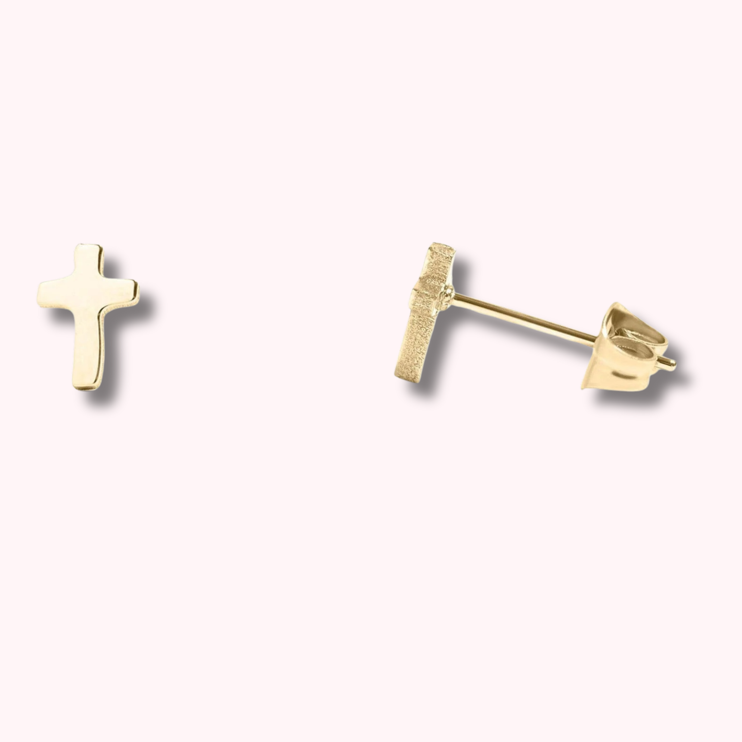 18K Gold Cross Stud Earrings