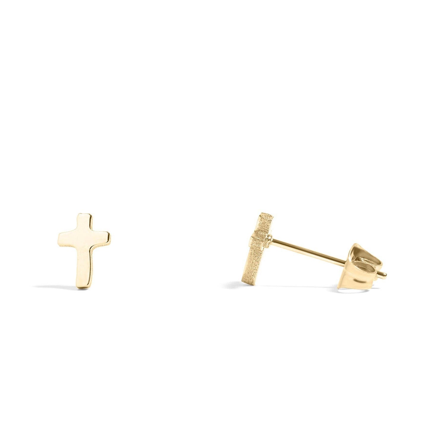 18K Gold Cross Stud Earrings