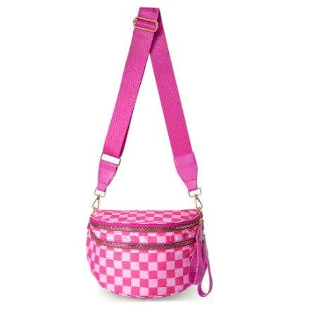 Nylon Checker and Solid Color Sling Bag