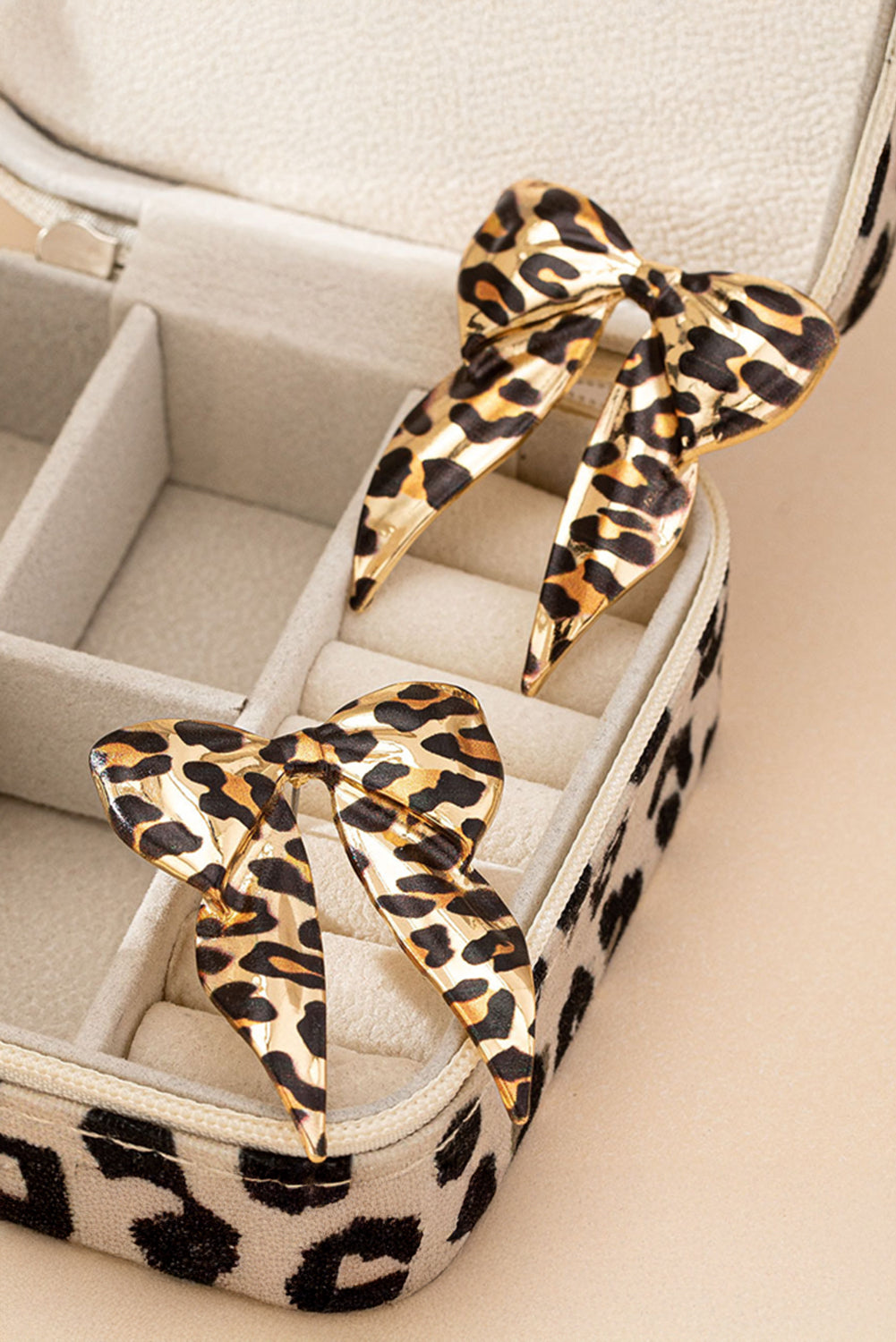 Leopard Bow Statement Earrings Gold Plated Knot Drop Earrings