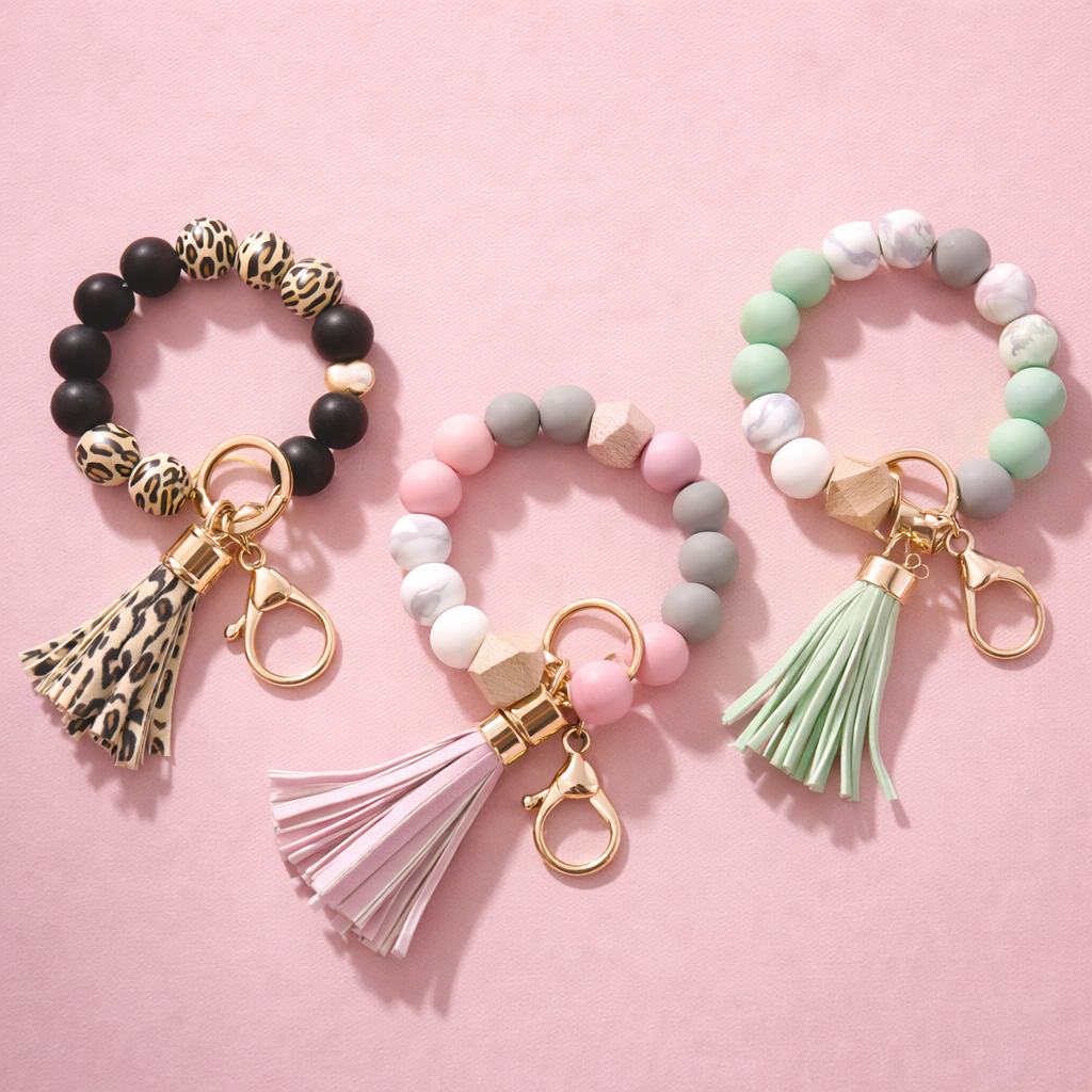 Silicone Bead Keychain Wristlet