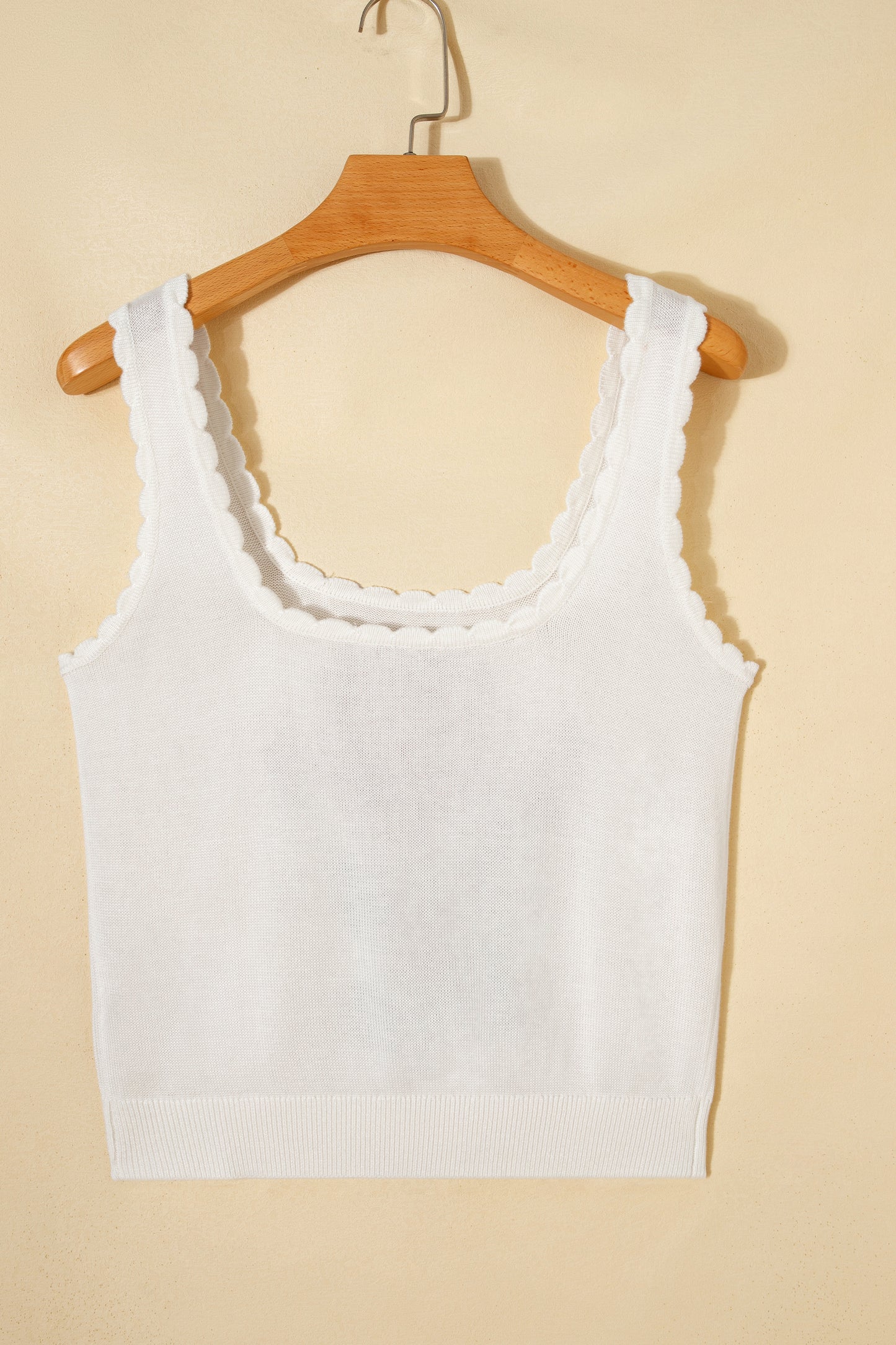 Retro Floral Knit Sweater Vest White Scalloped Trim Tank Top (S–XL)