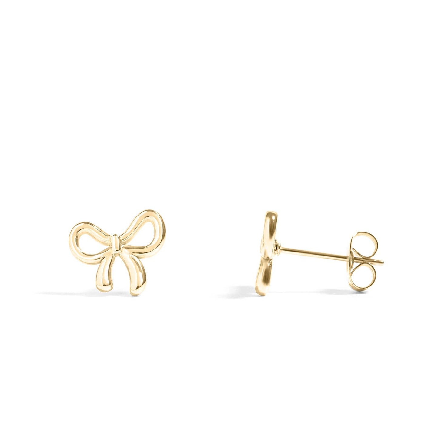 18K Gold Bow Stud Earrings